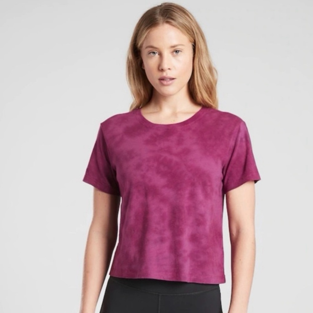 [Size: S] Athleta Organic Daily Crop Tie Dye Tee